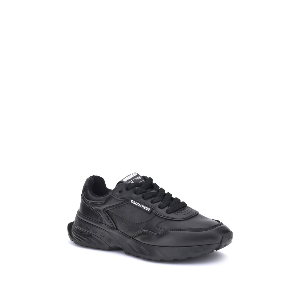 Black Calf Leather Bos Taurus Athletic Sneakers - TIZZIL