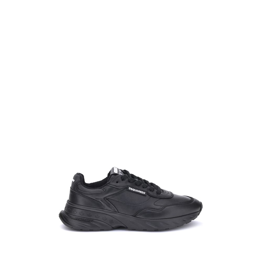 Black Calf Leather Bos Taurus Athletic Sneakers - TIZZIL