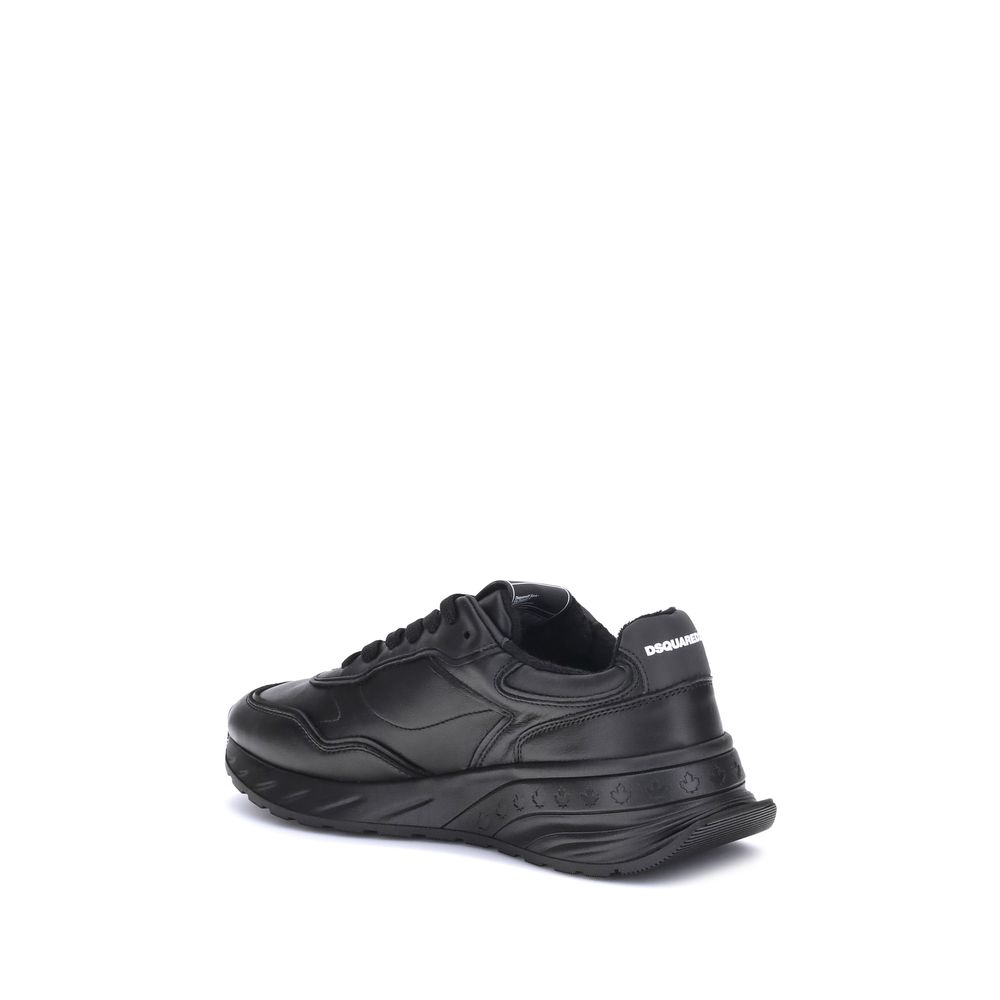 Black Calf Leather Bos Taurus Athletic Sneakers - TIZZIL
