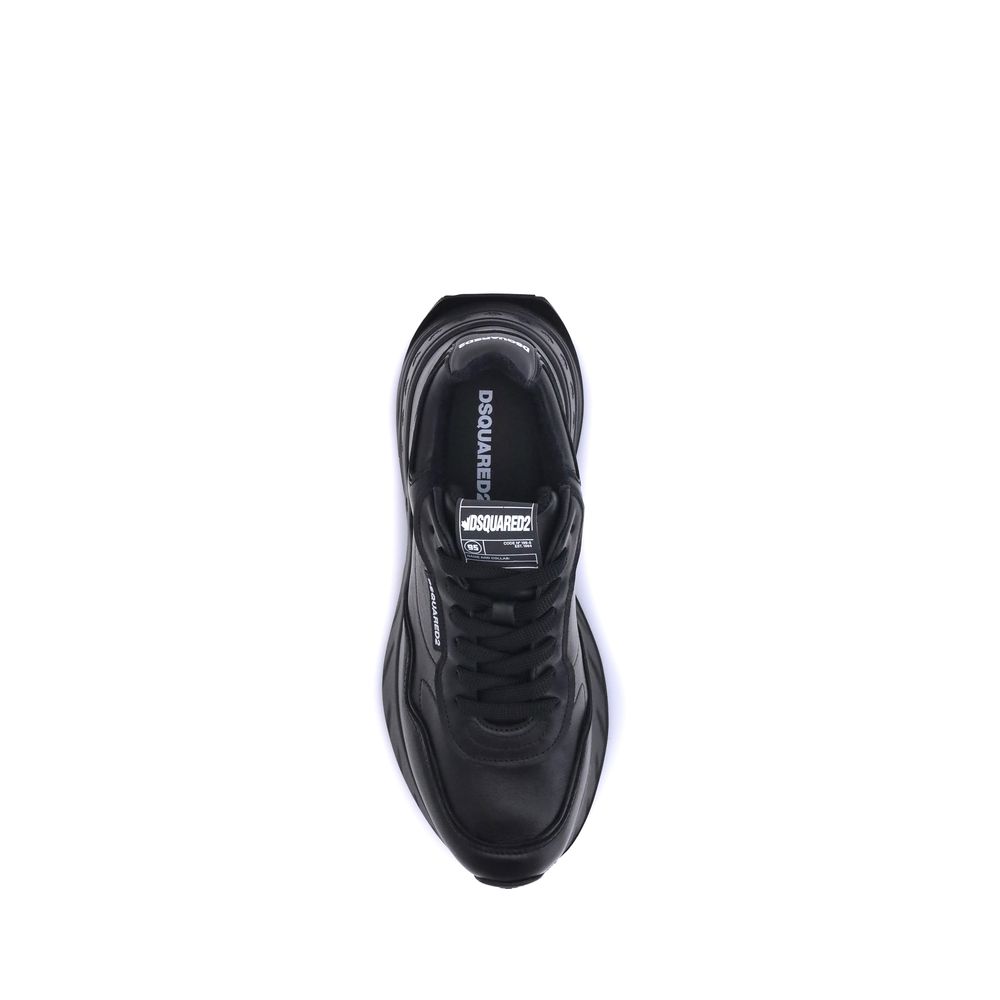 Black Calf Leather Bos Taurus Athletic Sneakers - TIZZIL