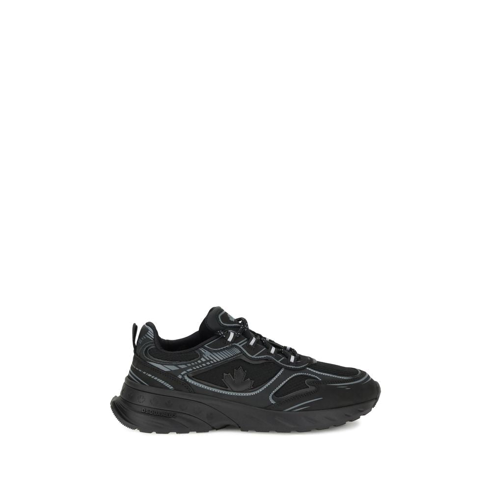 Black Calf Leather Bos Taurus Athletic Sneakers - TIZZIL