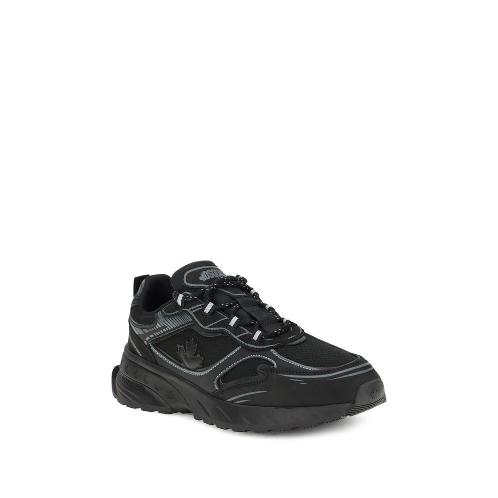 Black Calf Leather Bos Taurus Athletic Sneakers - TIZZIL