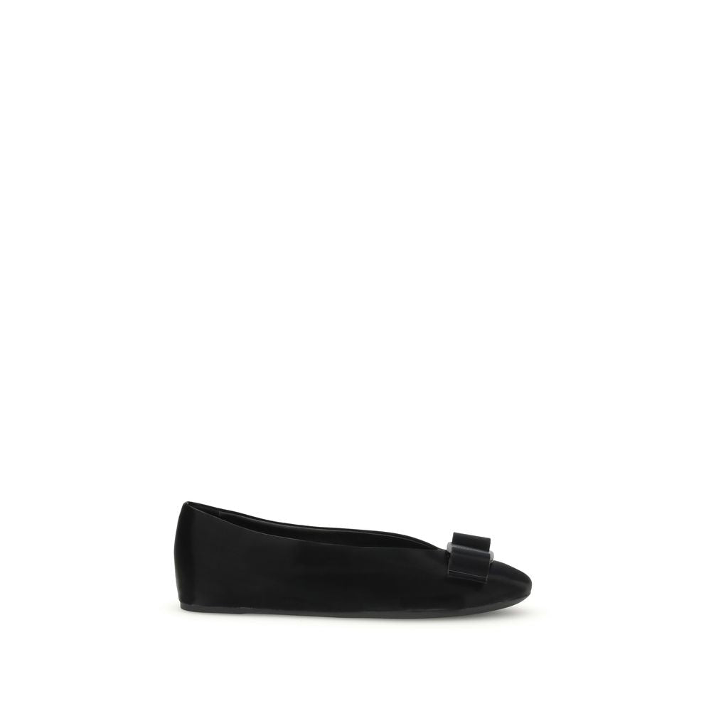 Black Calf Leather Bos Taurus Ballet Flats - TIZZIL