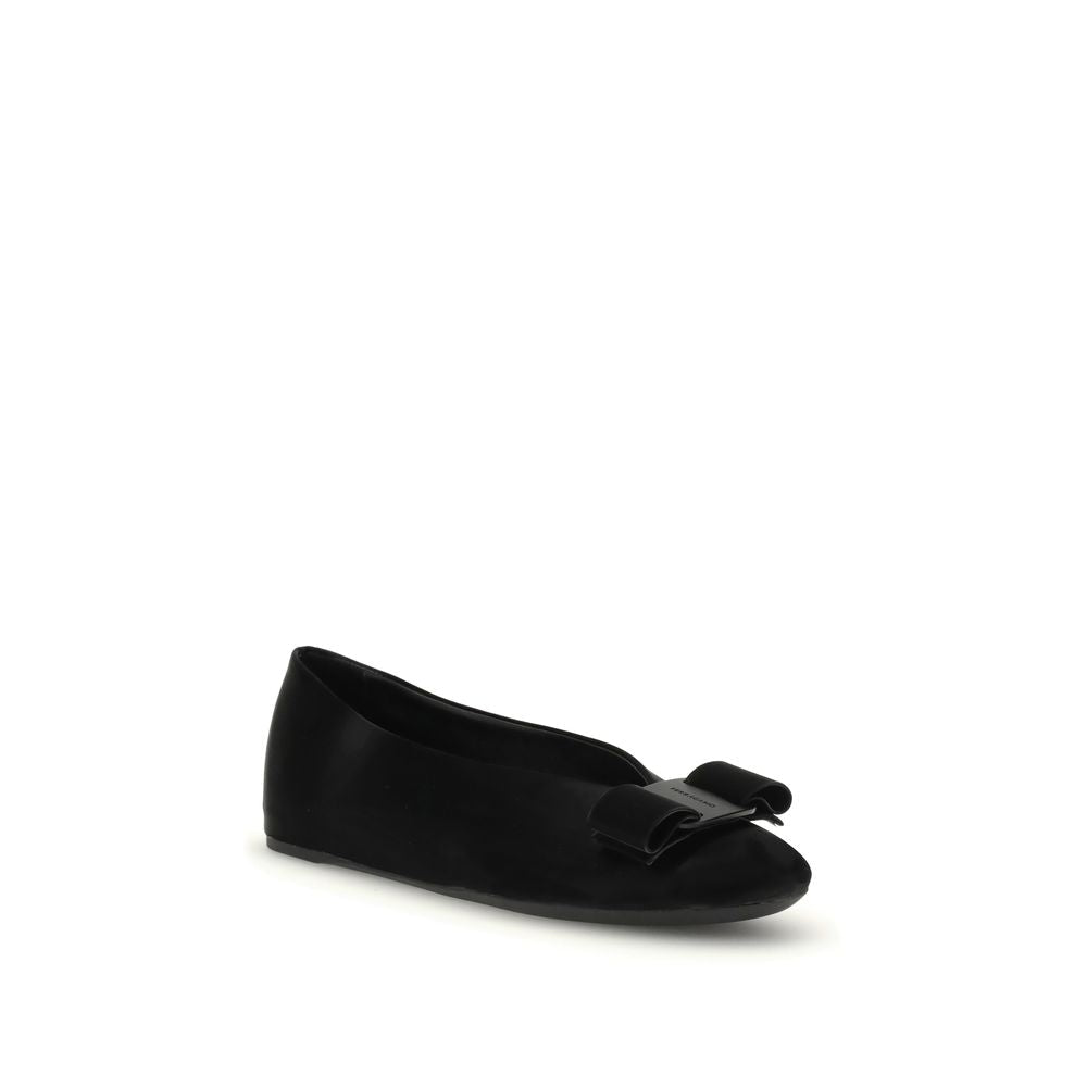 Black Calf Leather Bos Taurus Ballet Flats - TIZZIL