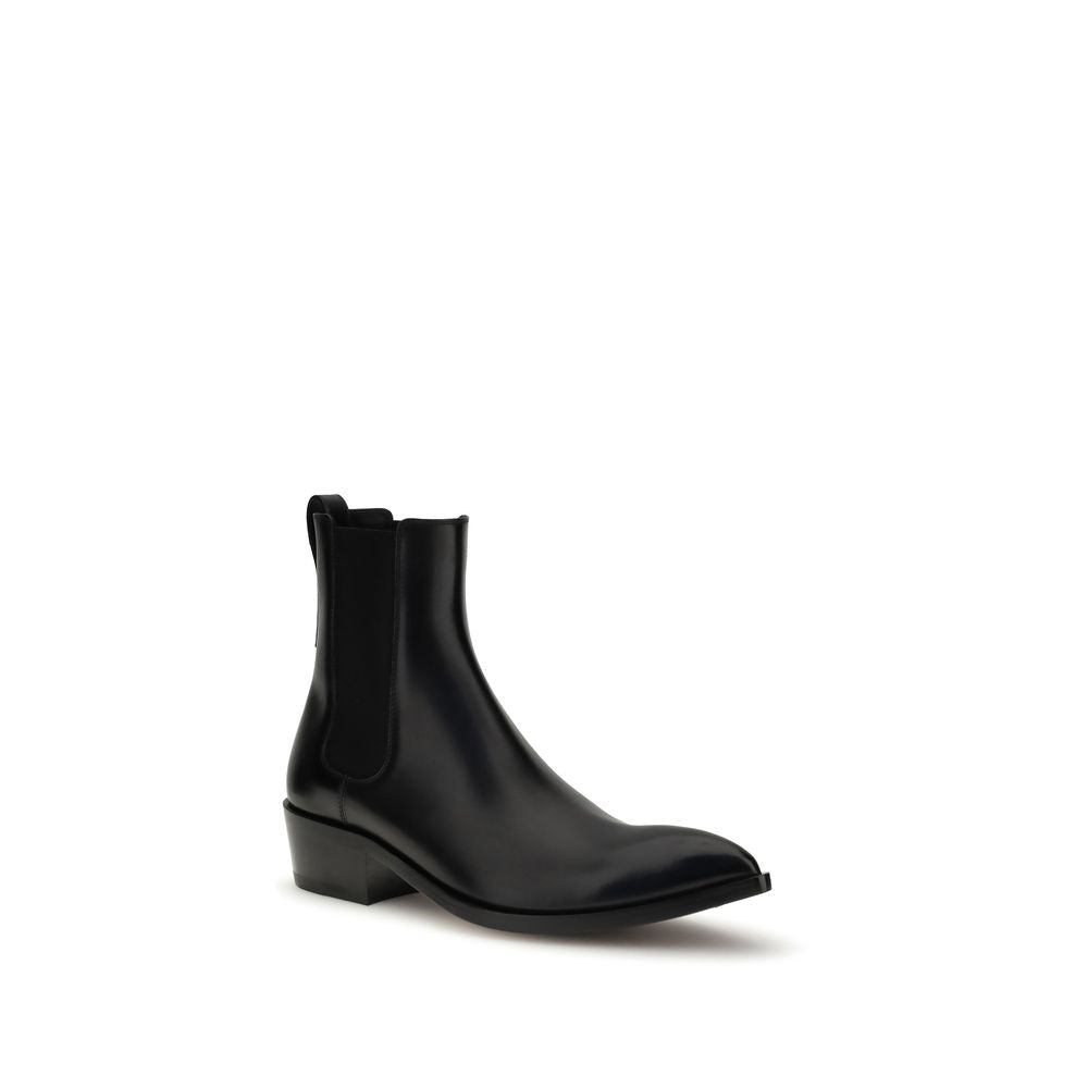 Black Calf Leather Bos Taurus Chelsea Boots - TIZZIL