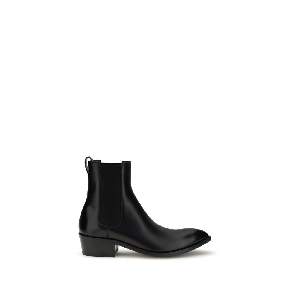 Black Calf Leather Bos Taurus Chelsea Boots - TIZZIL