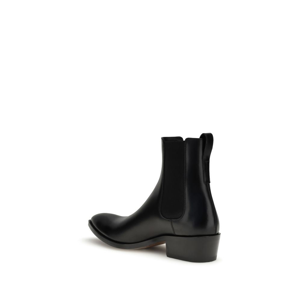 Black Calf Leather Bos Taurus Chelsea Boots - TIZZIL