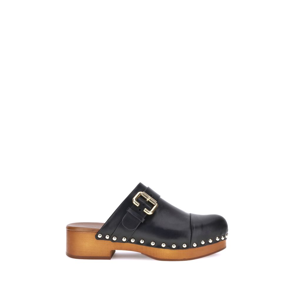 Black Calf Leather Bos Taurus Clogs - TIZZIL