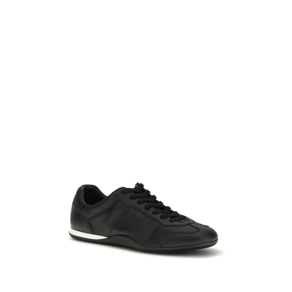 Black Calf Leather Bos Taurus Low Top Sneakers - TIZZIL