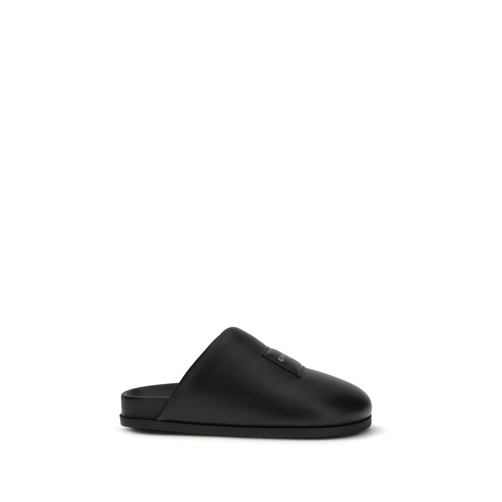 Black Calf Leather Bos Taurus Mules - TIZZIL