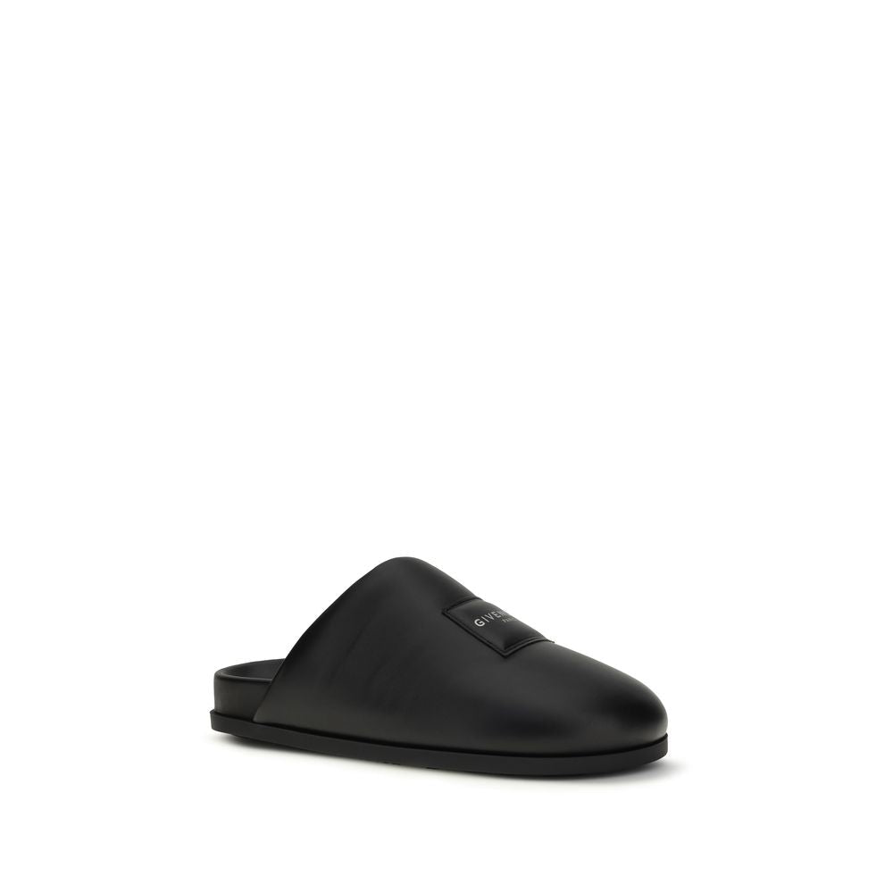 Black Calf Leather Bos Taurus Mules - TIZZIL