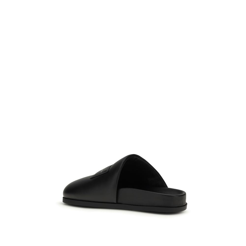 Black Calf Leather Bos Taurus Mules - TIZZIL