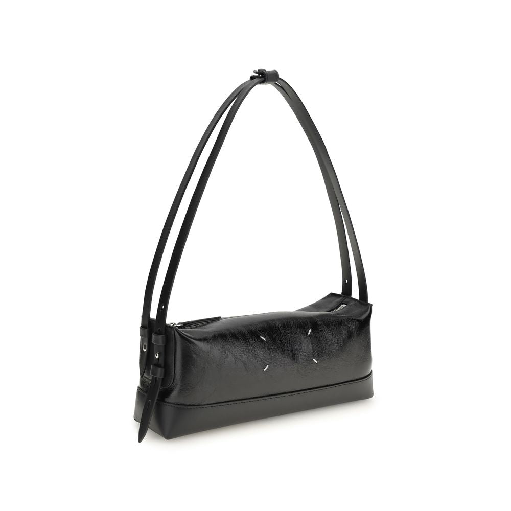 Black Calf Leather Bos Taurus Shoulder Bag - TIZZIL