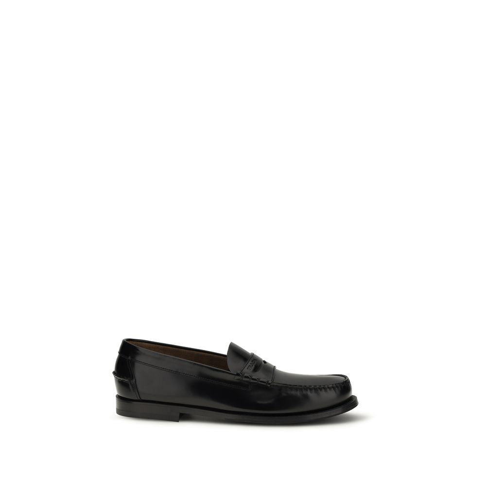 Black Calf Leather Bos Taurus Slip - On Loafers - TIZZIL