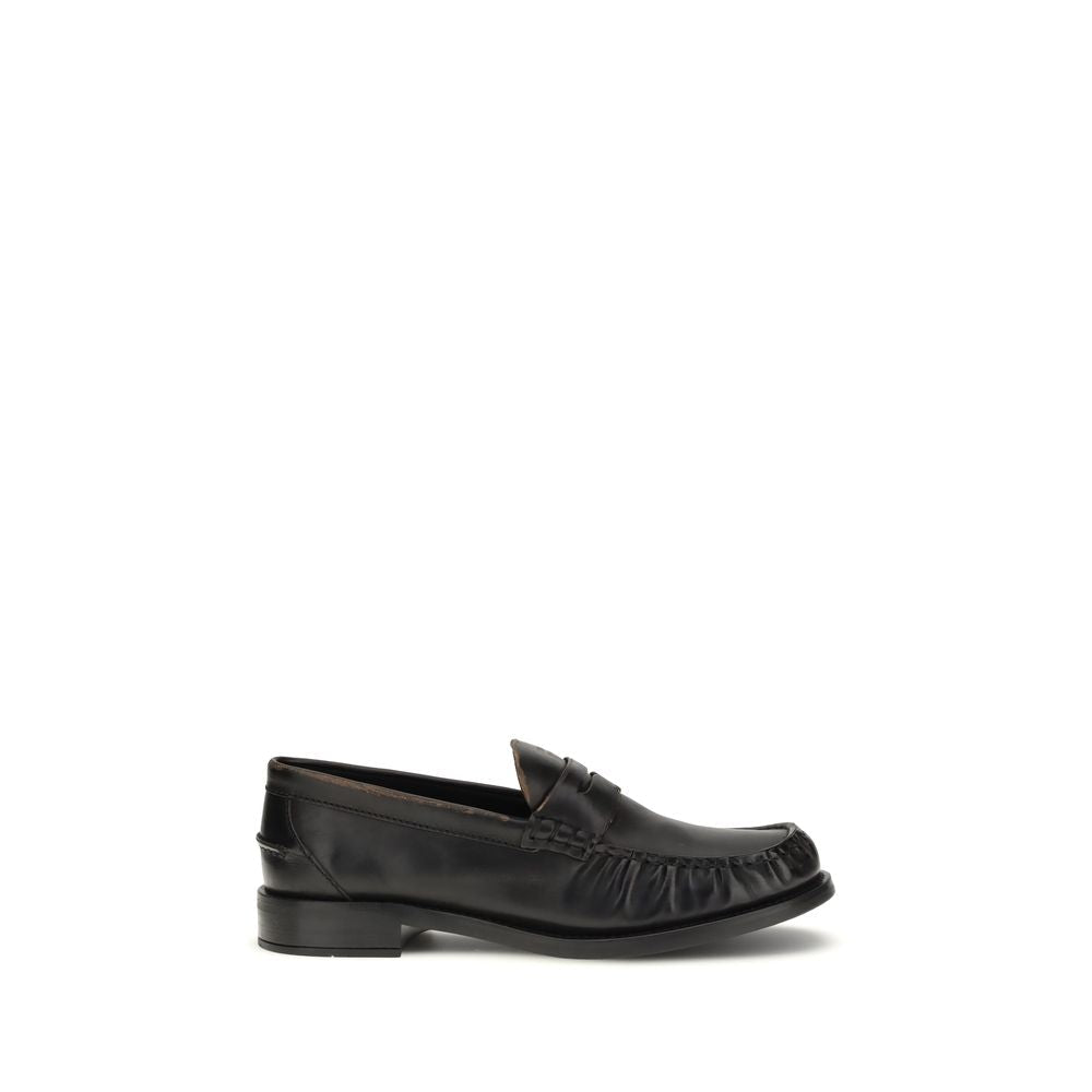 Black Calf Leather Bos Taurus Slip - On Loafers - TIZZIL