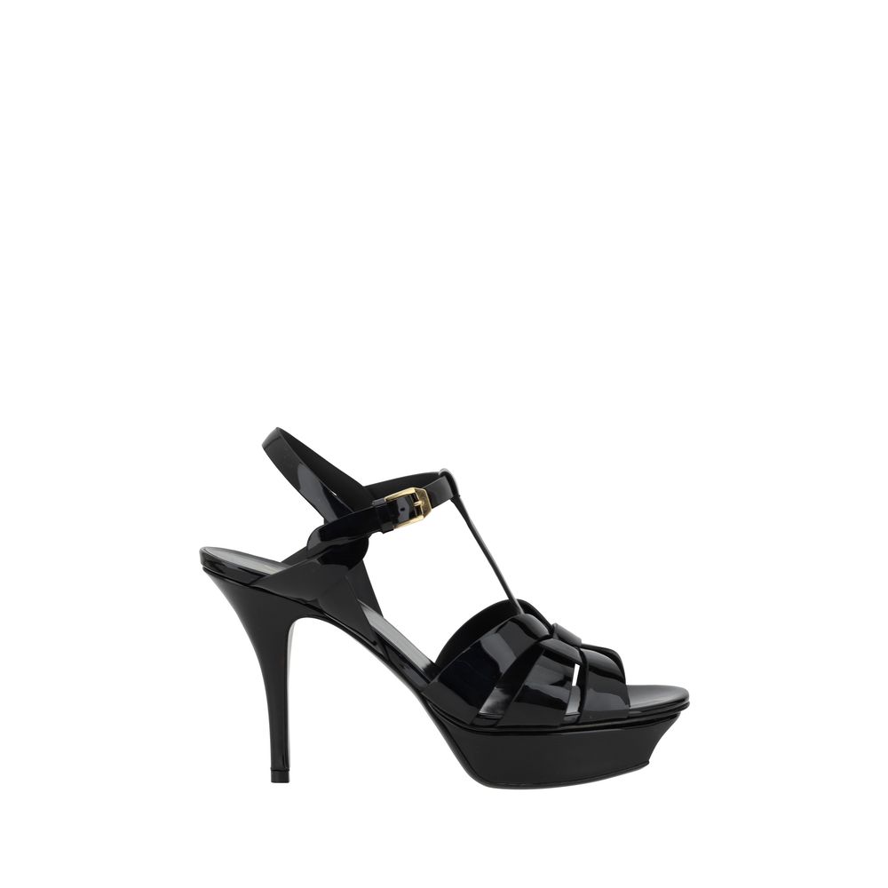 Black Calf Leather Bos Taurus Stiletto Heel Sandals - TIZZIL