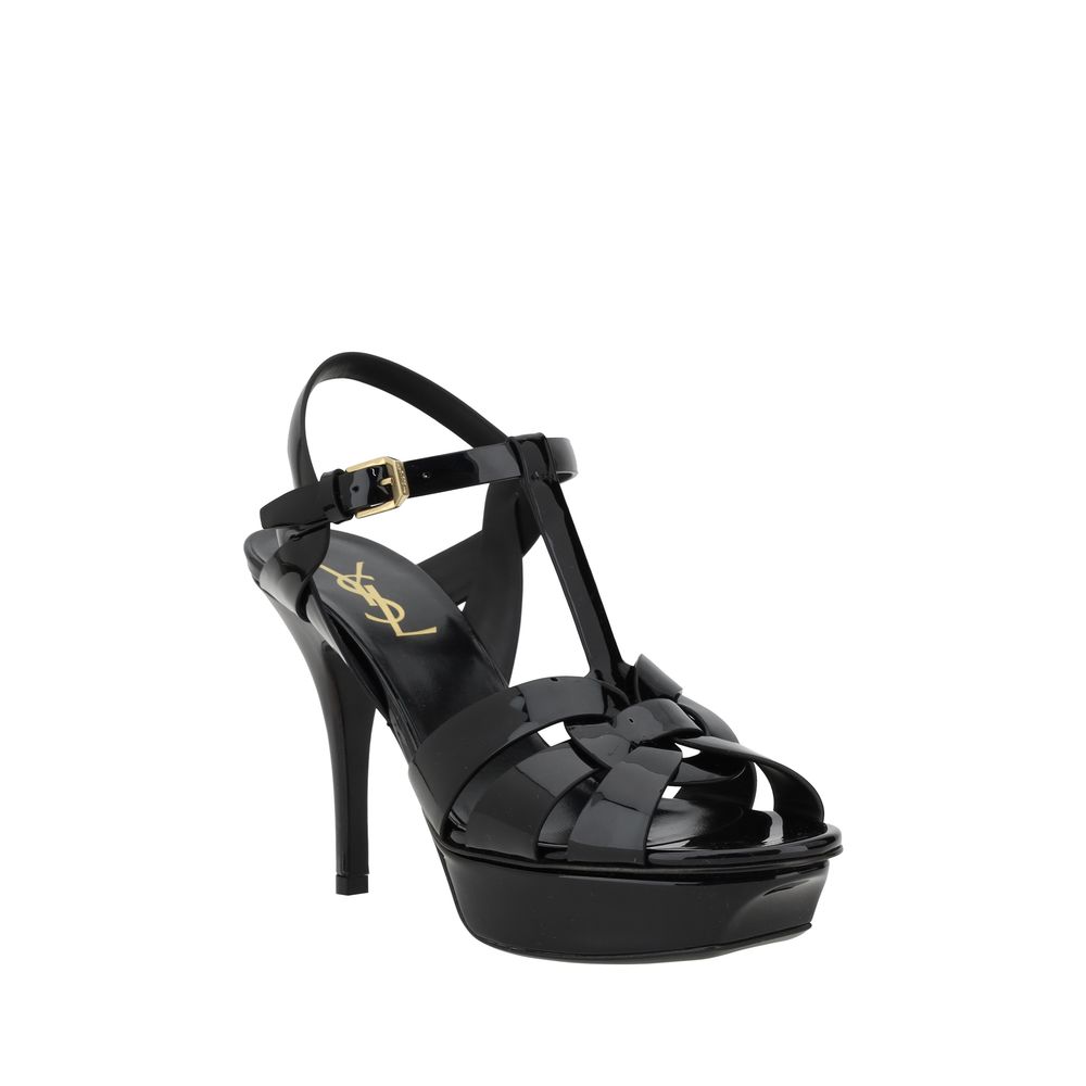 Black Calf Leather Bos Taurus Stiletto Heel Sandals - TIZZIL