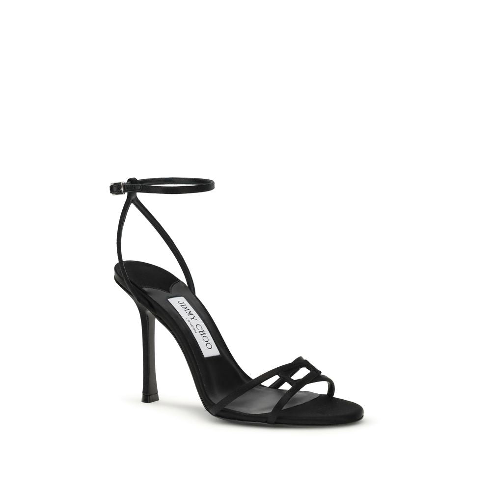 Black Calf Leather Bos Taurus Stiletto Heel Sandals - TIZZIL