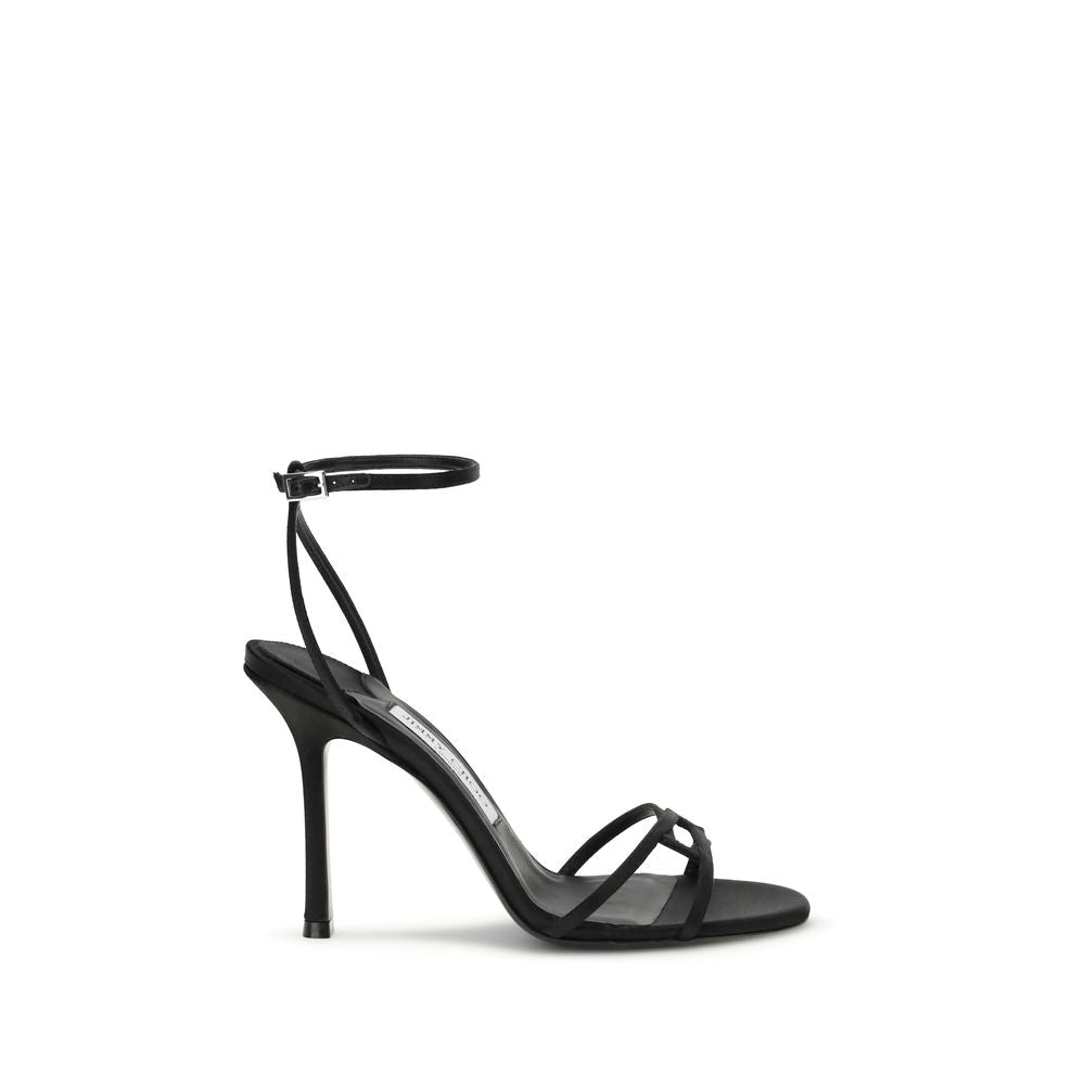 Black Calf Leather Bos Taurus Stiletto Heel Sandals - TIZZIL