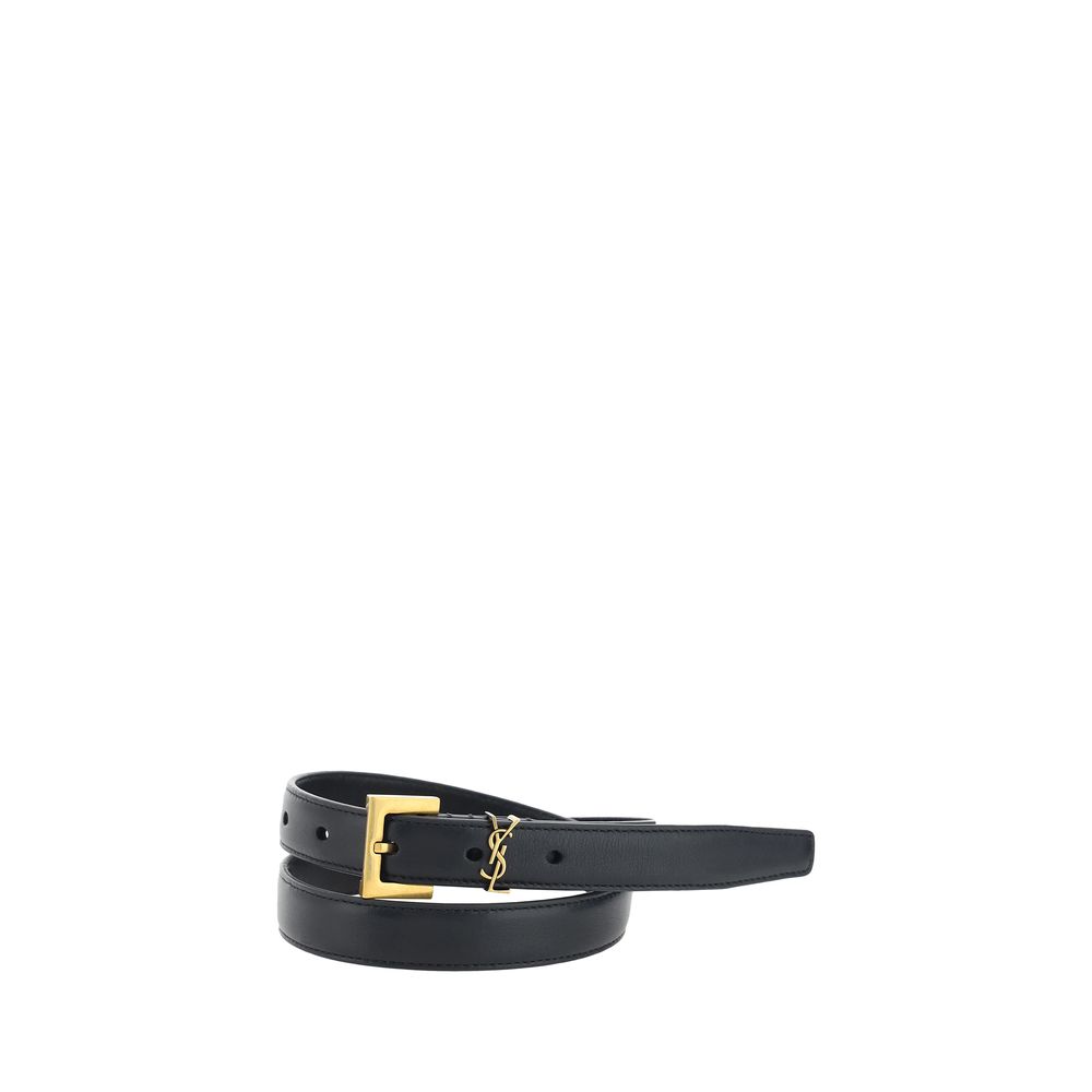 Black Calf Leather Bos Taurus Thin Belt - TIZZIL