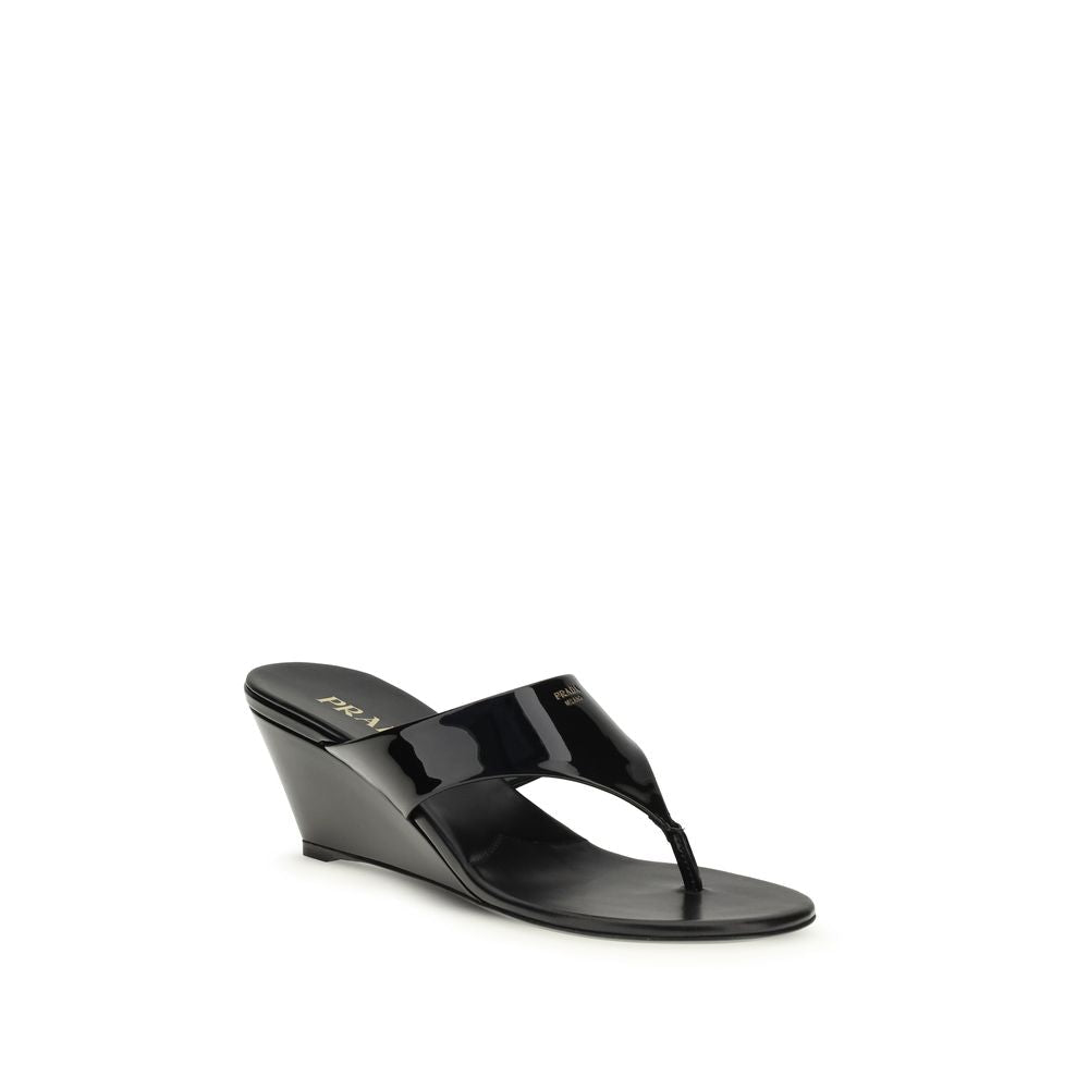 Black Calf Leather Bos Taurus Wedge Sandals - TIZZIL