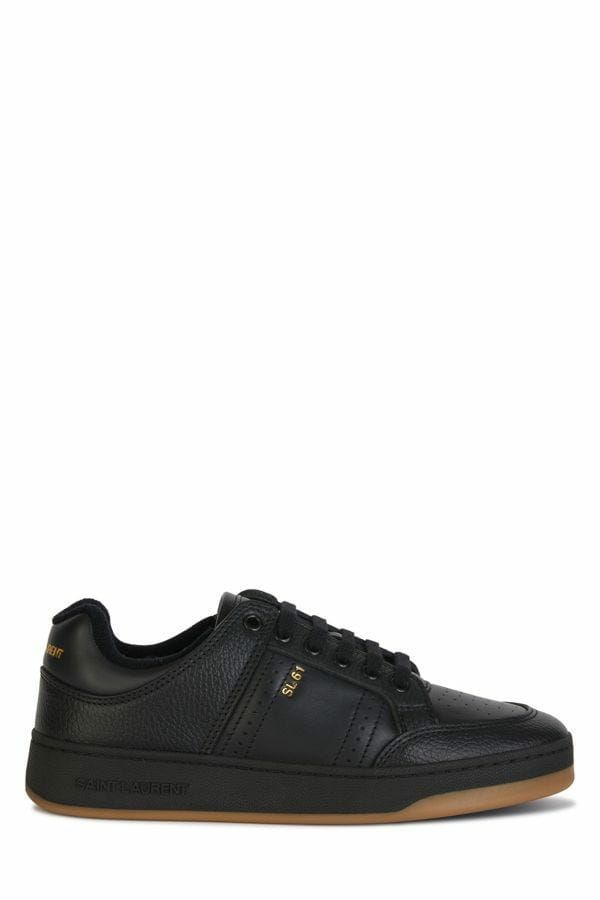 Black Calf Leather Low Top Sneakers - TIZZIL