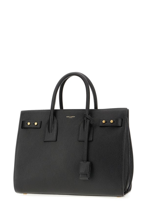 Black Calf Leather Sac De Jour Handbag - TIZZIL