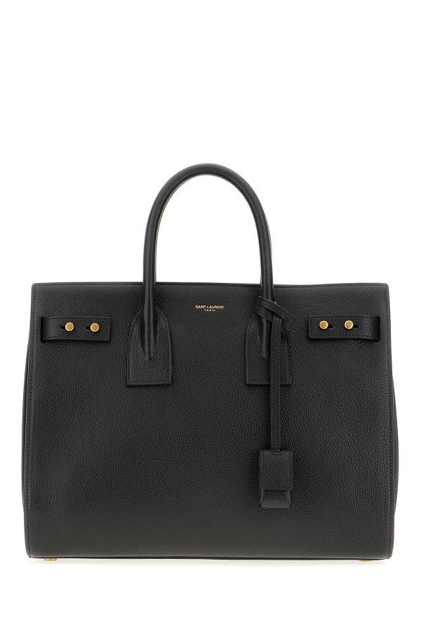 Black Calf Leather Sac De Jour Handbag - TIZZIL