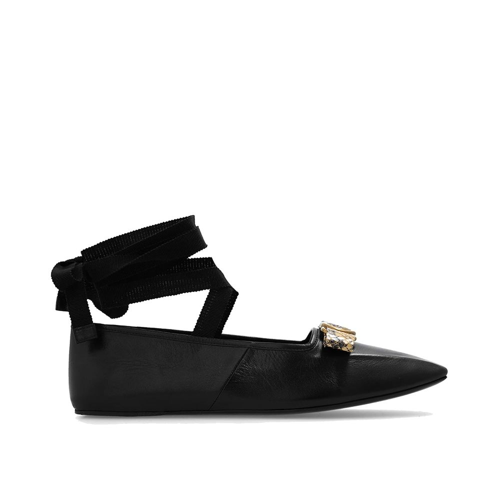 Black Calfskin Ballet Flats - TIZZIL