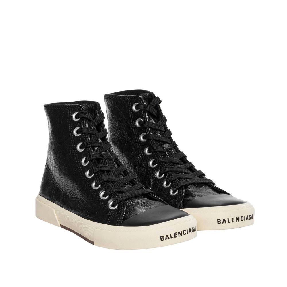 Black Calfskin High Top Sneakers - TIZZIL
