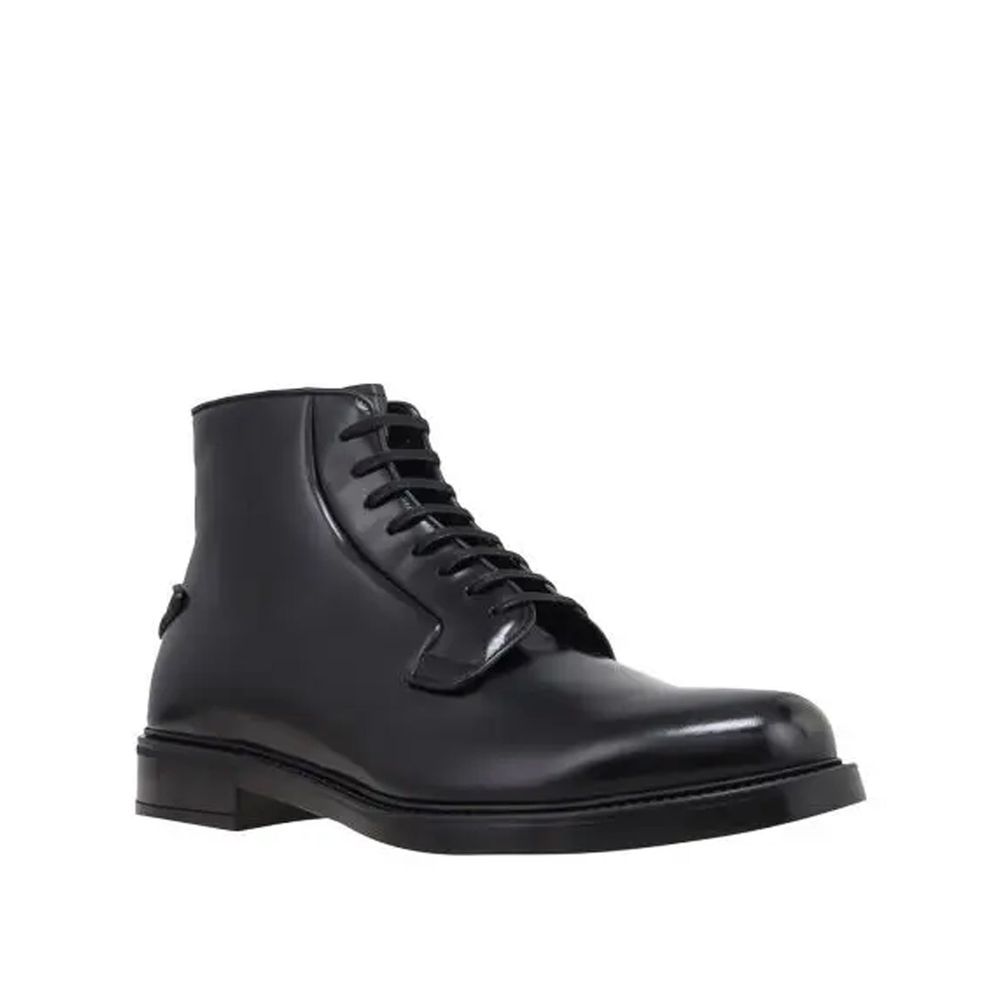 Black Calfskin Lace - Up Boots - TIZZIL