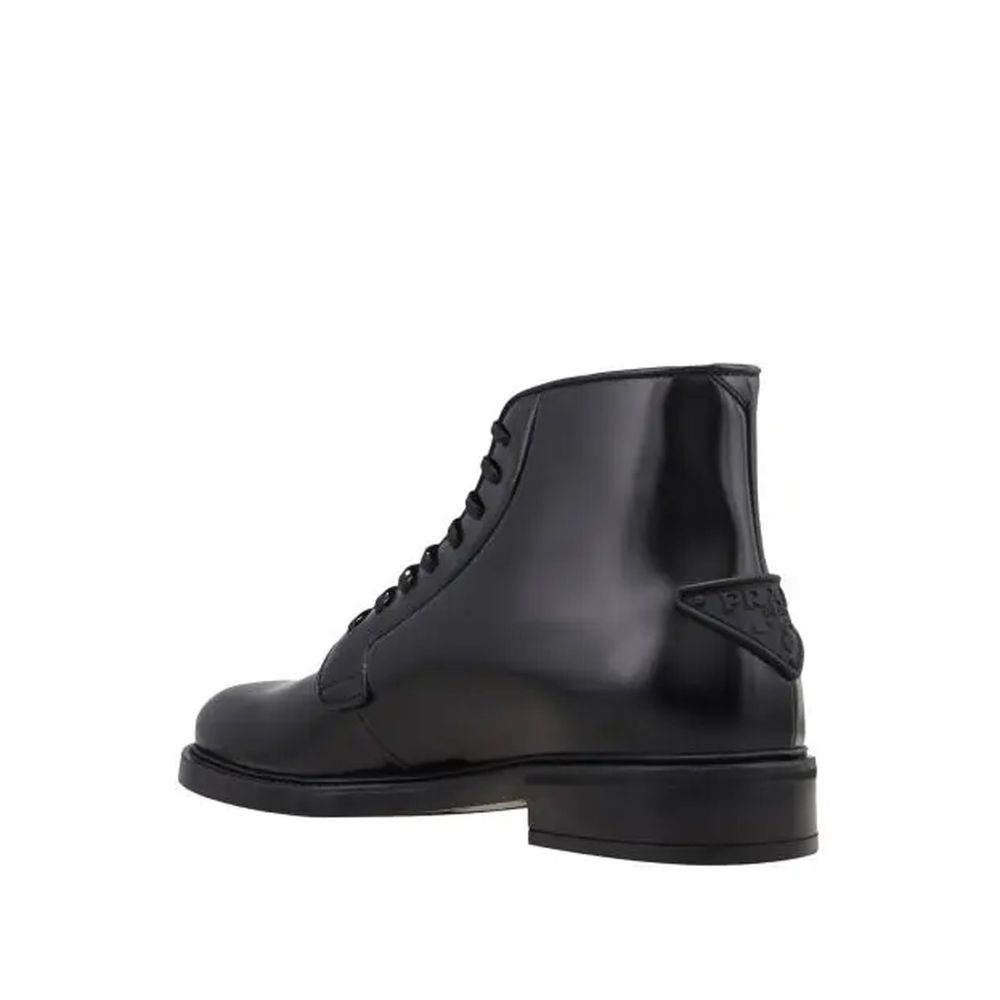Black Calfskin Lace - Up Boots - TIZZIL