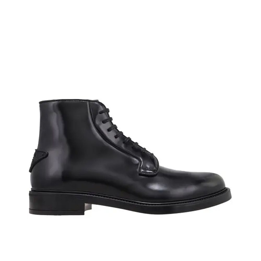 Black Calfskin Lace - Up Boots - TIZZIL
