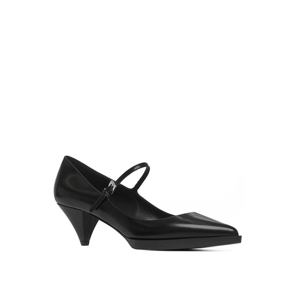 Black Calfskin Mid Heel Pumps - TIZZIL