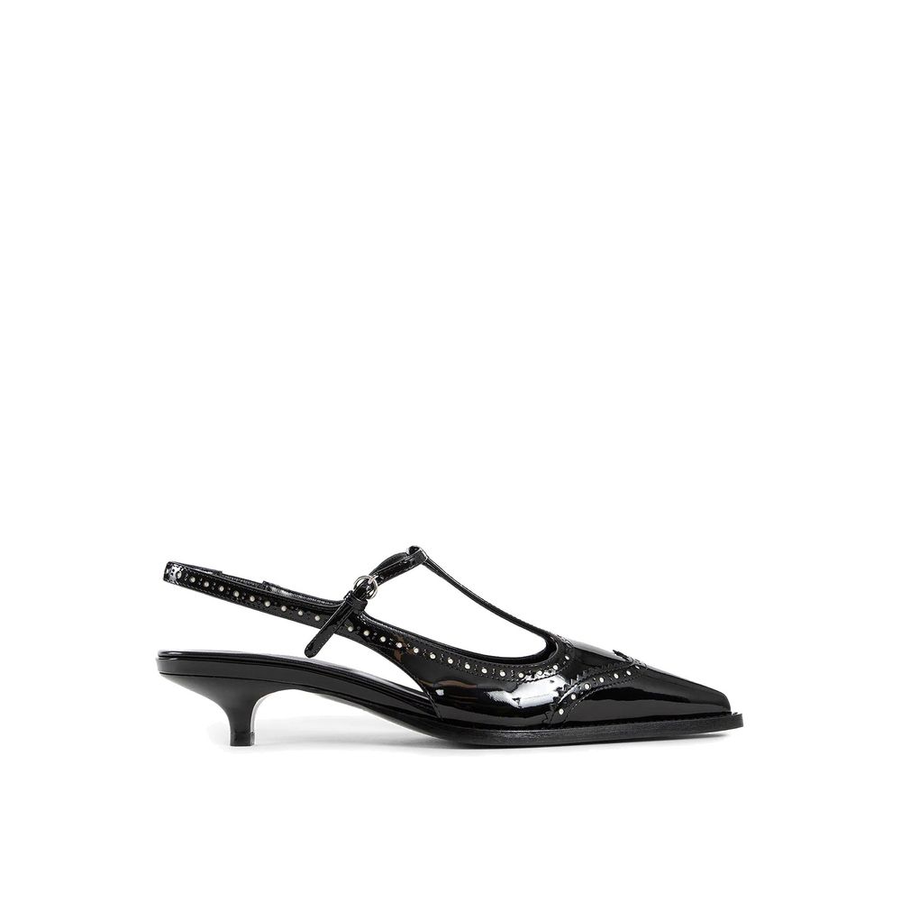 Black Calfskin Mid Heel Pumps - TIZZIL