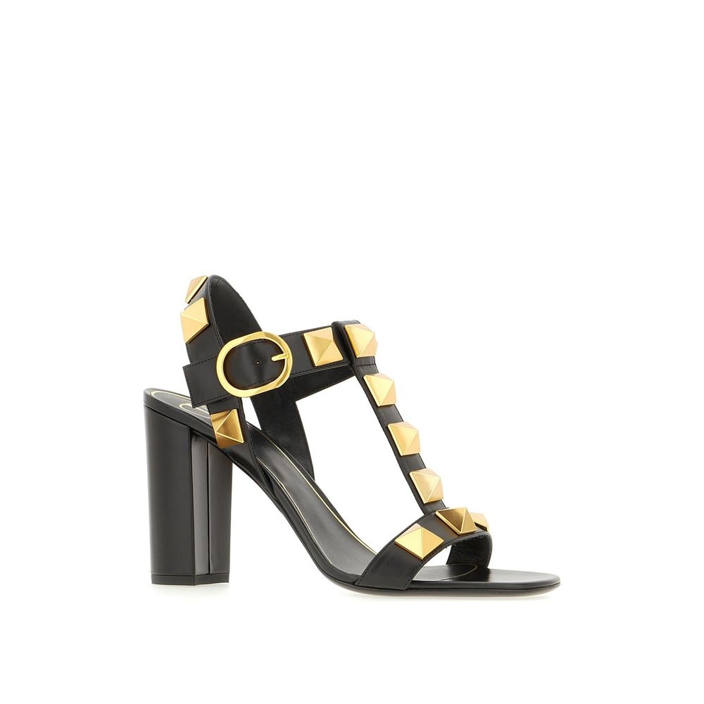 Black Calfskin Stiletto Heel Sandals - TIZZIL