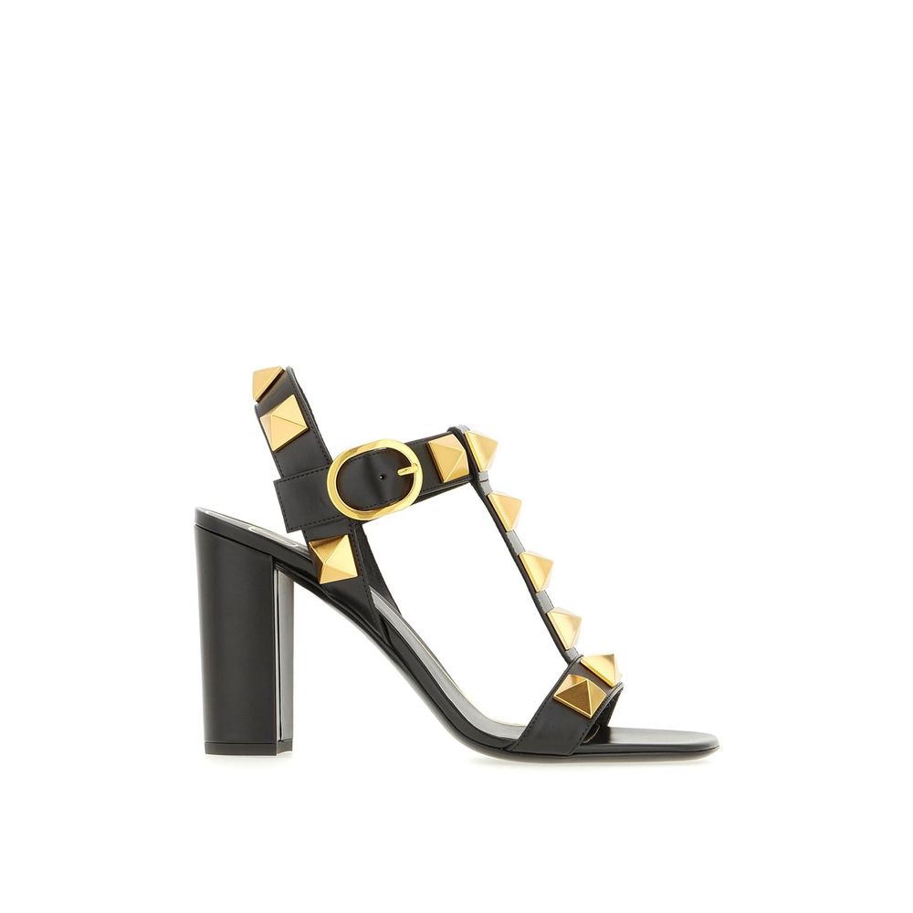 Black Calfskin Stiletto Heel Sandals - TIZZIL