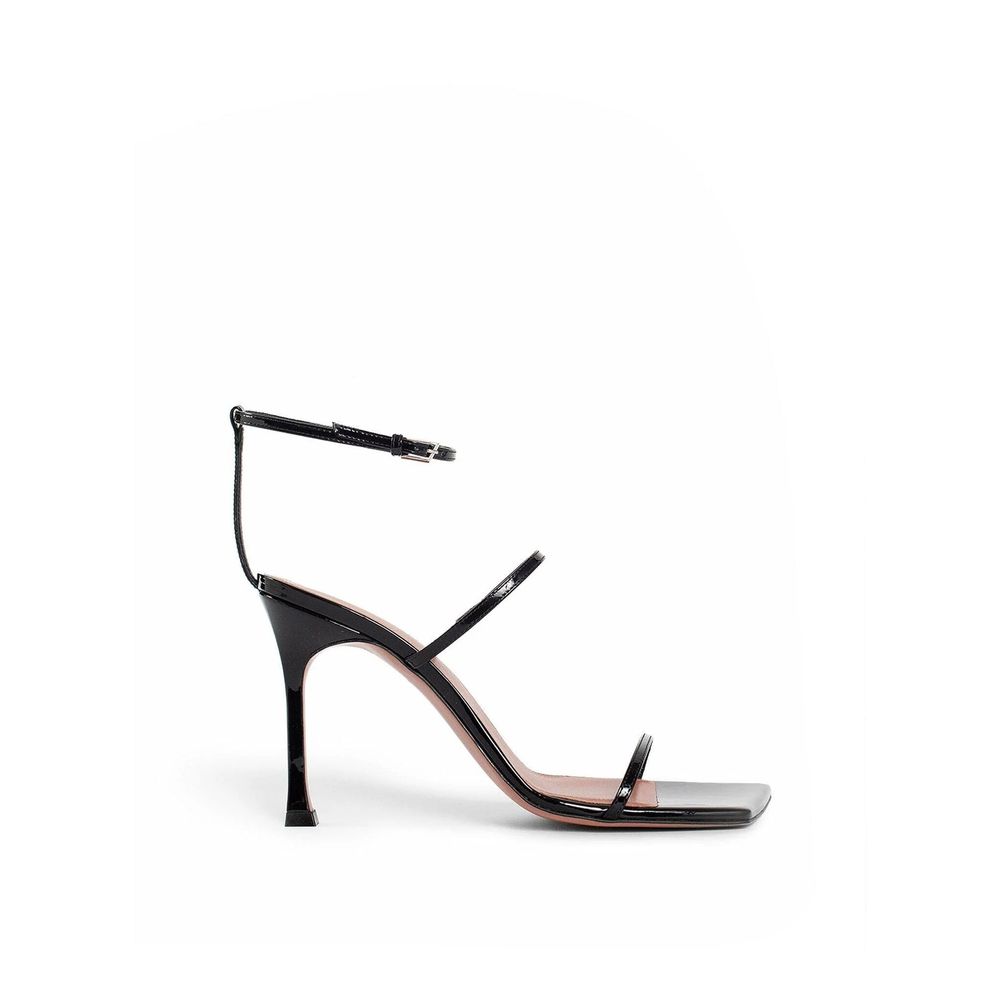 Black Calfskin Stiletto Heel Sandals - TIZZIL