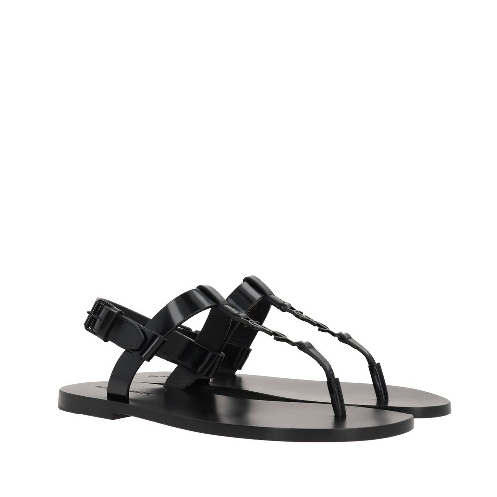 Black Calfskin Strap - On Sandals - TIZZIL