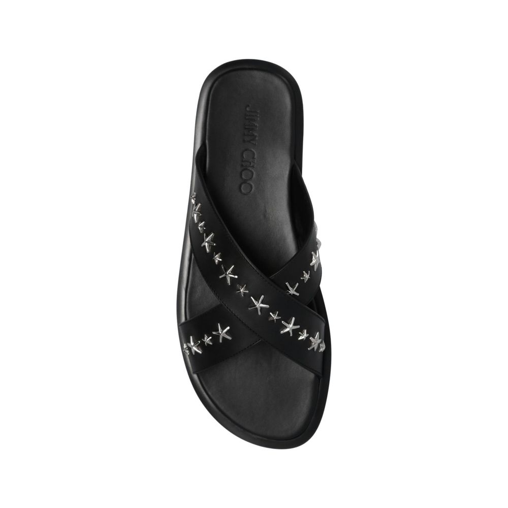 Black Calfskin Strap - On Sandals - TIZZIL