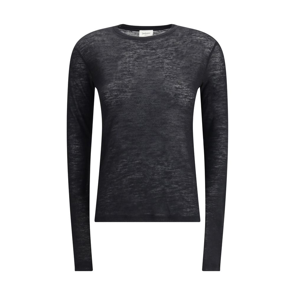 Black Cashmere Long Sleeve T-Shirt - TIZZIL