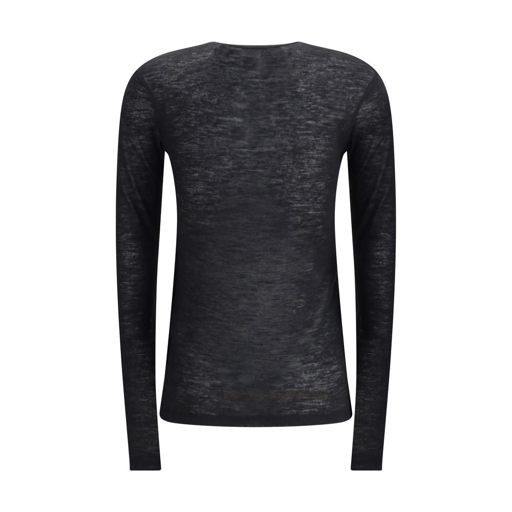 Black Cashmere Long Sleeve T-Shirt - TIZZIL