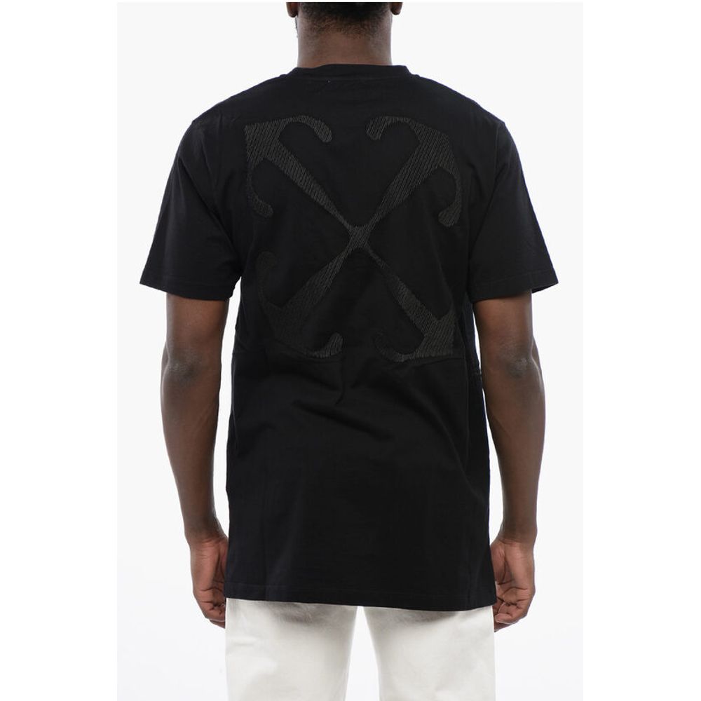 Black Cotton ARROW Crew - neck T-shirt - TIZZIL