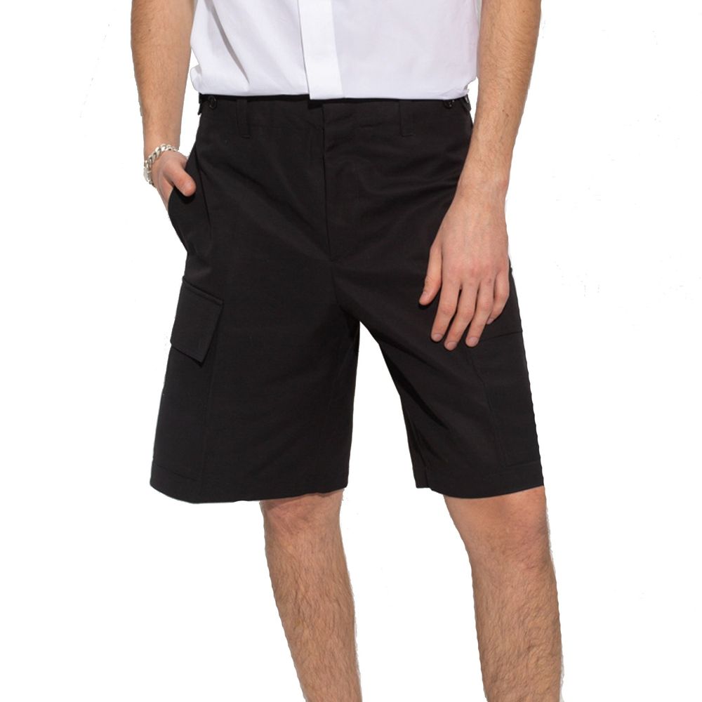Black Cotton Cargo Shorts - TIZZIL