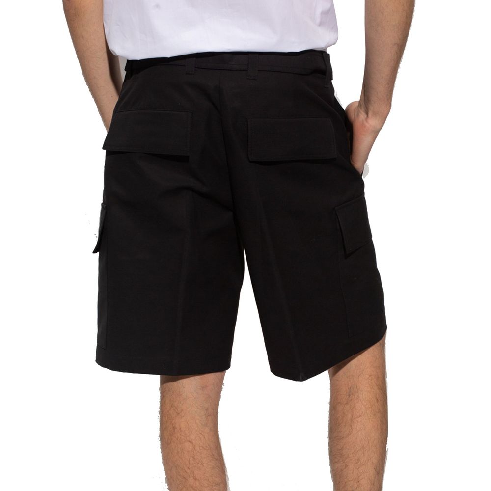 Black Cotton Cargo Shorts - TIZZIL