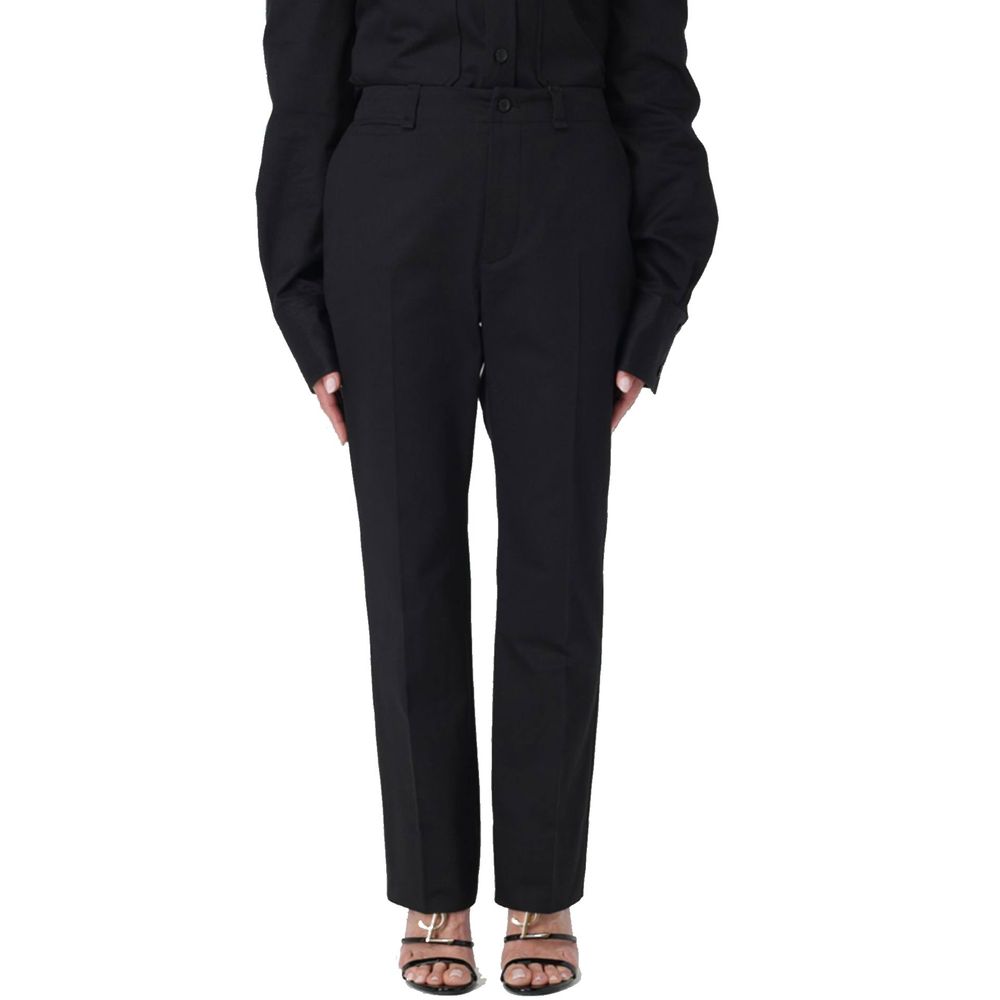 Black Cotton Casual Pants - TIZZIL