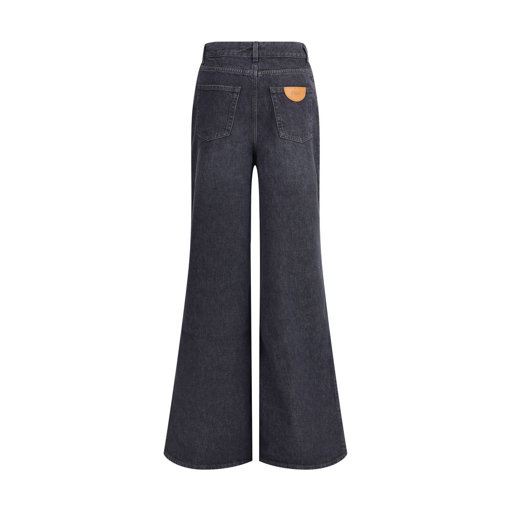 Black Cotton Flared Jeans - TIZZIL