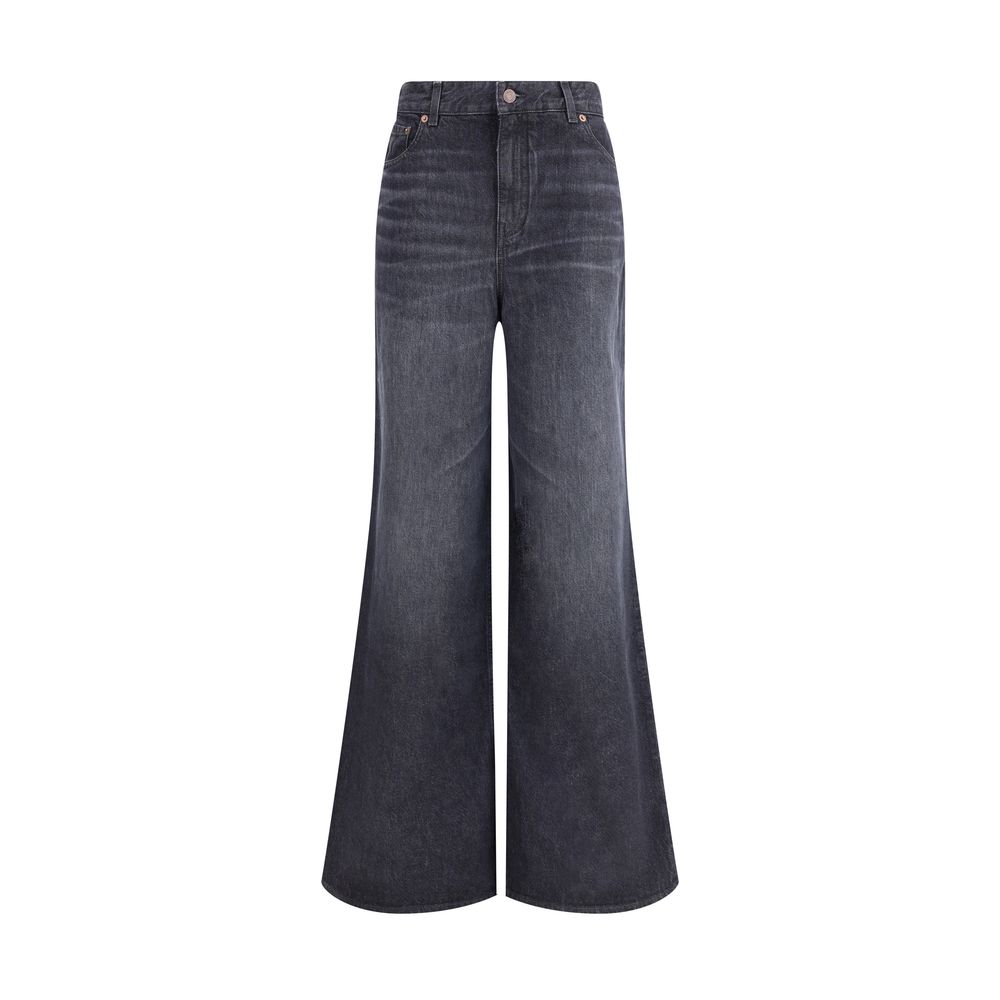 Black Cotton Flared Jeans - TIZZIL