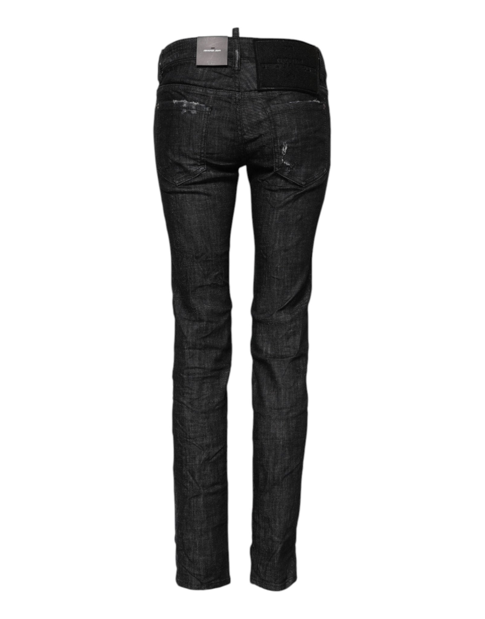 Black Cotton Low Waist Skinny Denim Jeans - TIZZIL