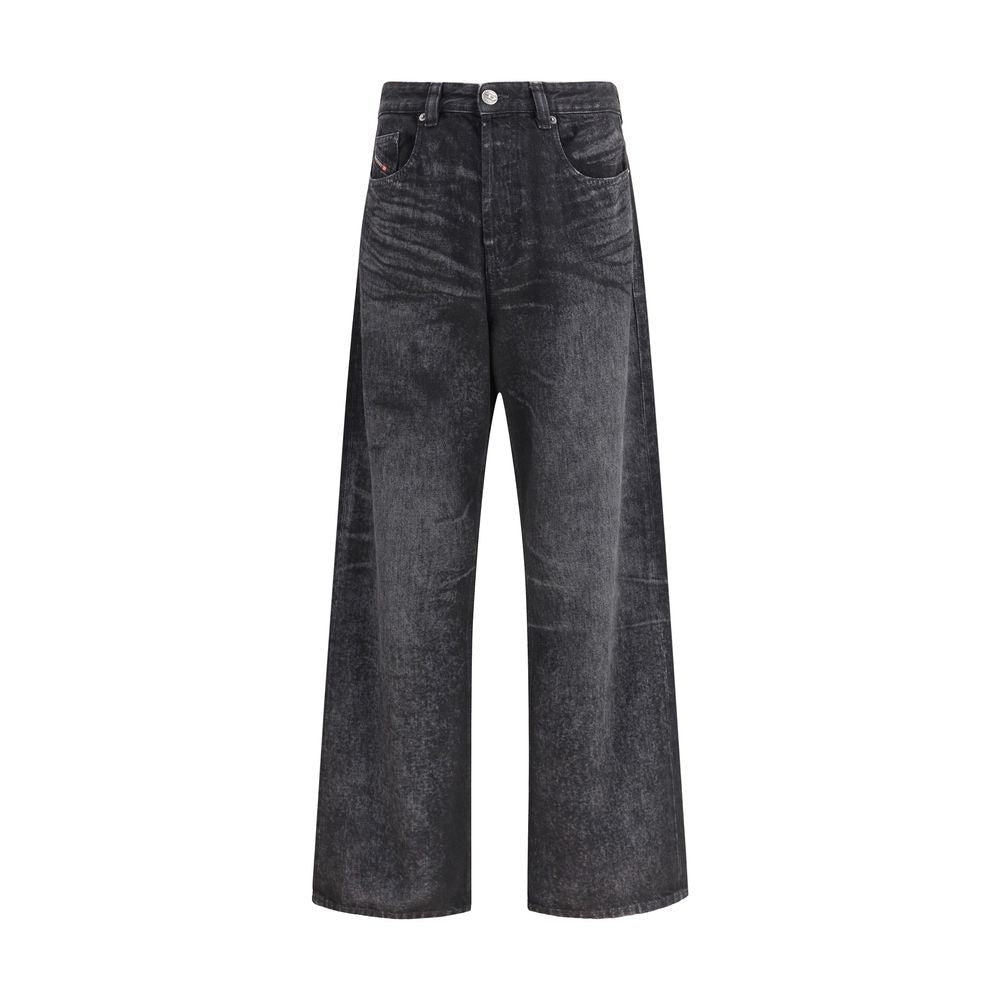 Black Cotton Relaxed Fit Jeans - TIZZIL